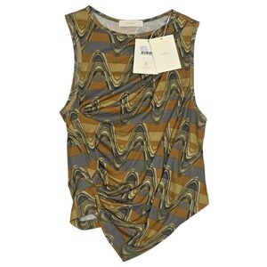 Faithfull the Brand Loire Top Ripple Green Sleeveless Tank US 10 / AU 14 XL New